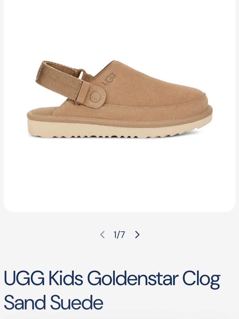 UGG Kids Sand Suede Slingback Clog in Sand